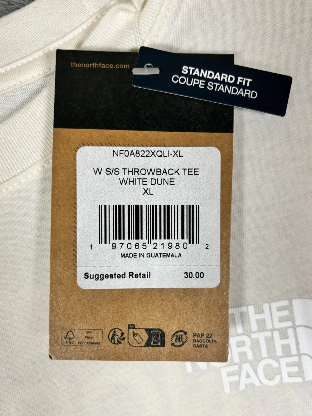 The North Face Women’s Short Sleeve Throwback Tee Size XL in White Dune - Picture 7 of 8